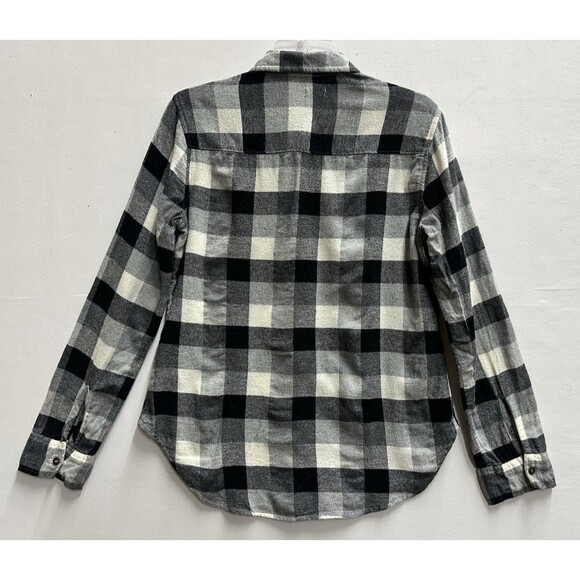 Hollister women size S button up long sleeve shirt flannel black white plaid - Picture 2 of 8